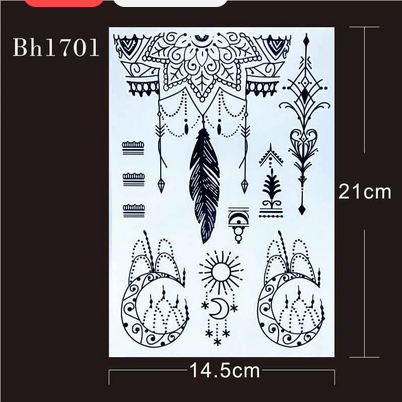 Traditional Black with Crescent Tribal Pattern Temporary Tattoo