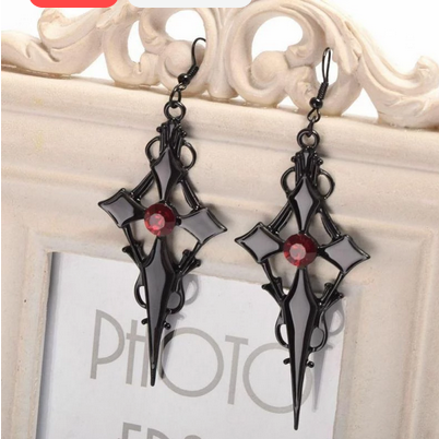 Goth Vampire Cross Earrings