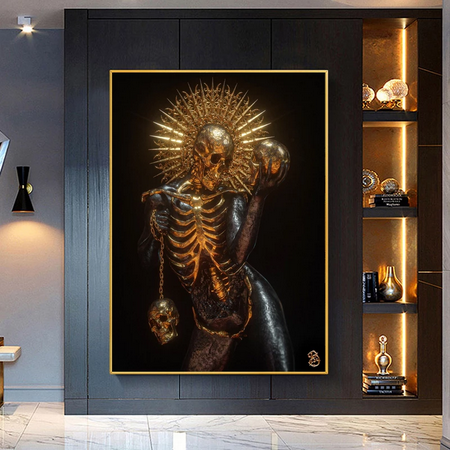 Golden Skeleton Poster Wall Art - No Frame