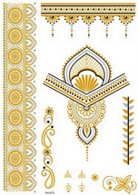 Arab / Indian Gold and Silver Henna Pattern Temporary Tattoo