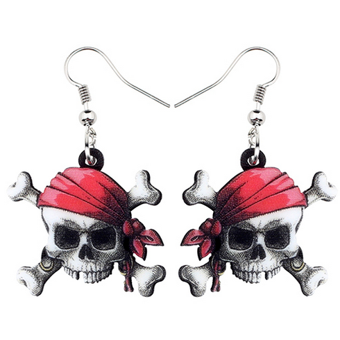 Acrylic Skull and Cross Bones Earrings