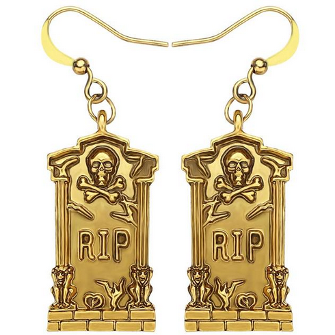 RIP Headstone Earrings (Gold or Silver)