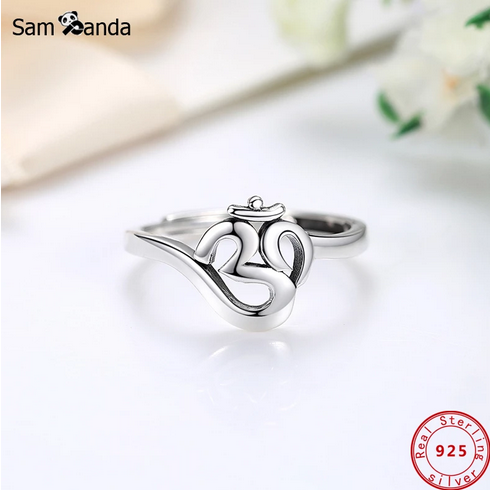 Sacred Om Symbol Adjustable Ring 925 Sterling Silver