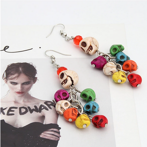 Colorful Skull Collector Dangle Earrings