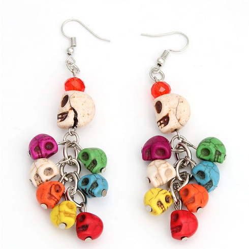 Colorful Skull Collector Dangle Earrings
