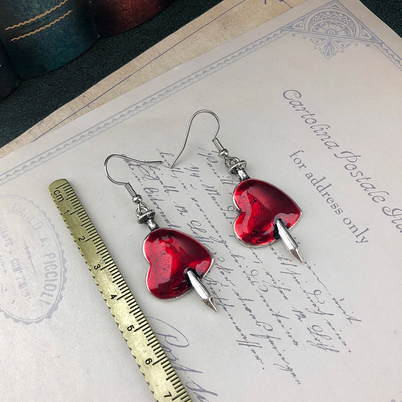Pierced Heart Goth Earrings