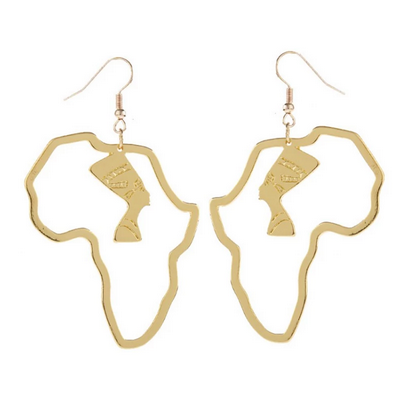 African Outline Egyptian Queen Nefertiti Drop Earrings