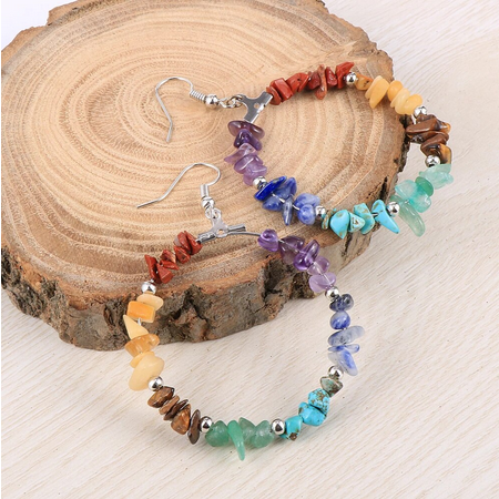 7 Chakra Natural Stones Hoop Earrings 2