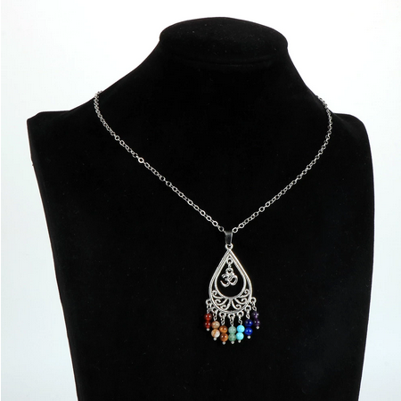 7 Chakra Natural Stone OM Symbol Earring Necklace Set