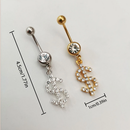 Dollar Sign Belly / Naval Ring (Gold or Silver)