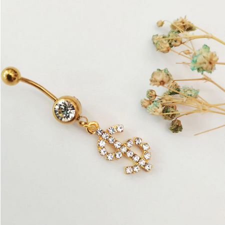 Dollar Sign Belly / Naval Ring (Gold or Silver)