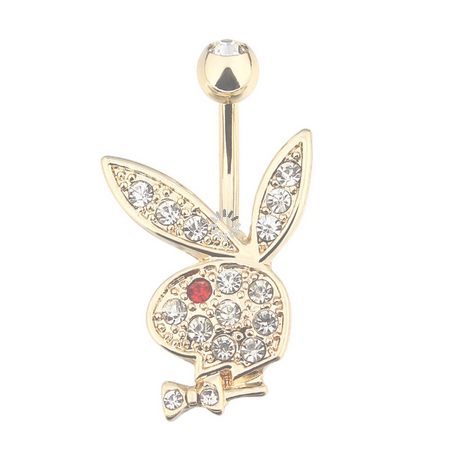 Playboy Bunny Naval Belly Ring (White or Gold)