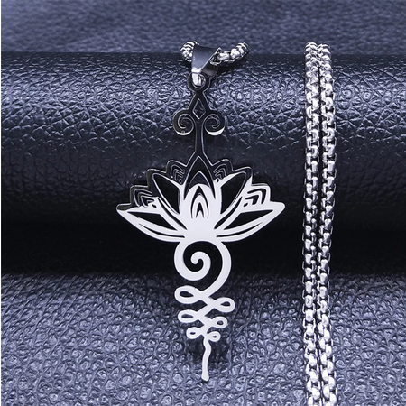 Lotus Flower 19.5" Stainless Steel Necklace
