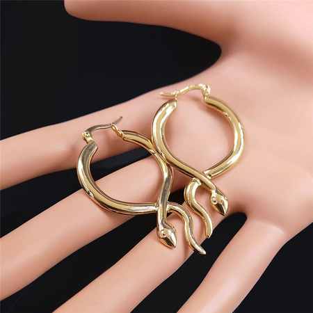 Gold Serpent Hoop Earrings