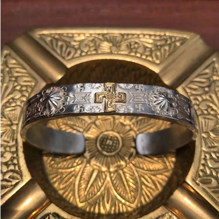 Retro Hindu Tribal Totem Silver Bracelet 925