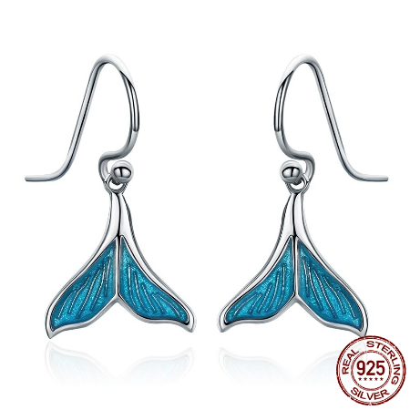 925 Sterling Silver Mermaid Drop Earrings