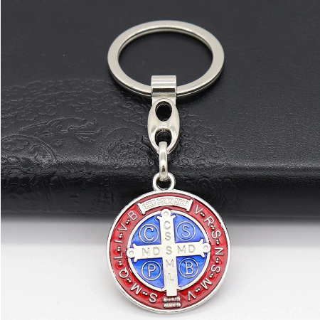 St. Benedict Keychain (blue or red)