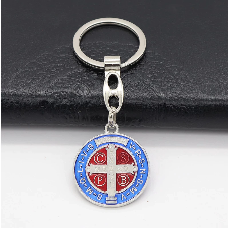St. Benedict Keychain (blue or red)