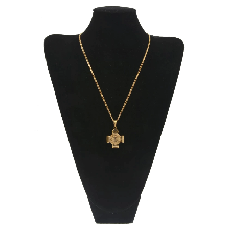 St. Benedict Gold Exorcism Pendant Necklace 23.5"
