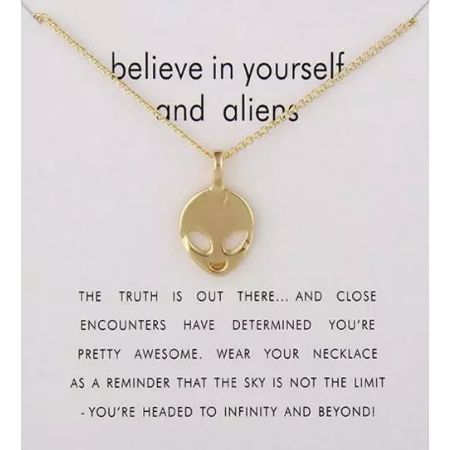 Believe In Yourself Alien Face Necklace
