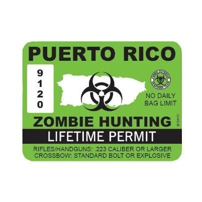 Puerto Rico Zombie Hunting Permit Decal