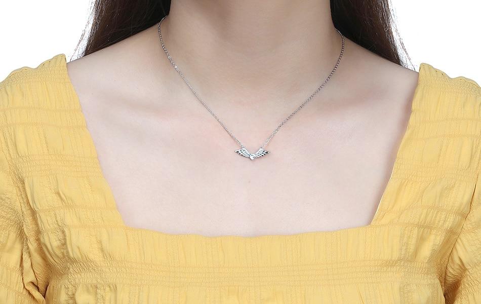 18" Sterling Silver Angel Wings Necklace