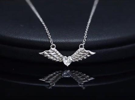 18" Sterling Silver Angel Wings Necklace