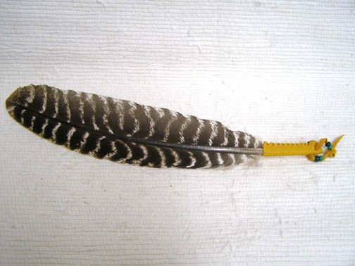 Native American Made Sacred Prayer Feather Leather Base